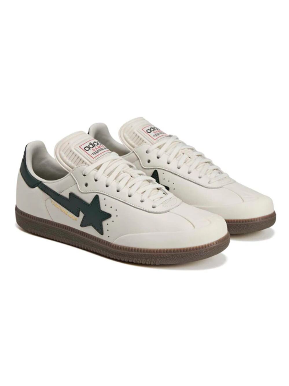 adidas x A Bathing Ape Samba Sneaker in Off White/ Shadow Green/Gum Size 9.5